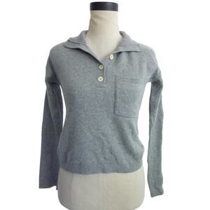 Everlane Gray Henley Cashmere Wool Blend Sweater Top with Pocket ReCashmere XXS